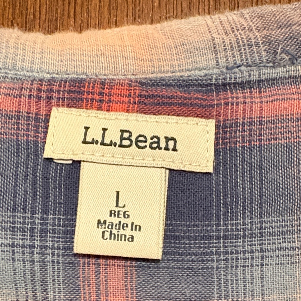 L.L. Bean Blue and Red Plaid Button-Down Shirt - Picture 2 of 3